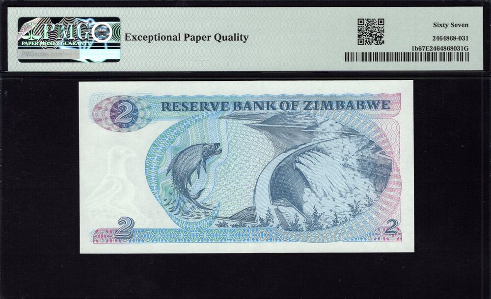 Zimbabwe - 2 Dollars 1983 - Pick # 1b - PMG 67 EPQ