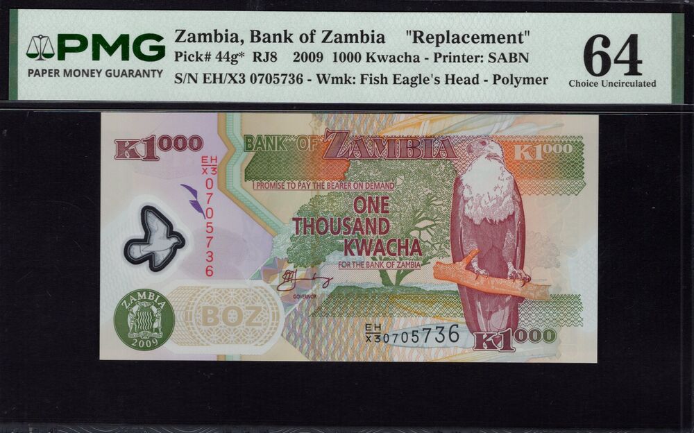 Zambia - 1000 Kwacha 2009 - Pick # 44g* - PMG 64