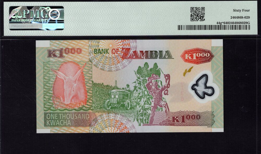Zambia - 1000 Kwacha 2009 - Pick # 44g* - PMG 64