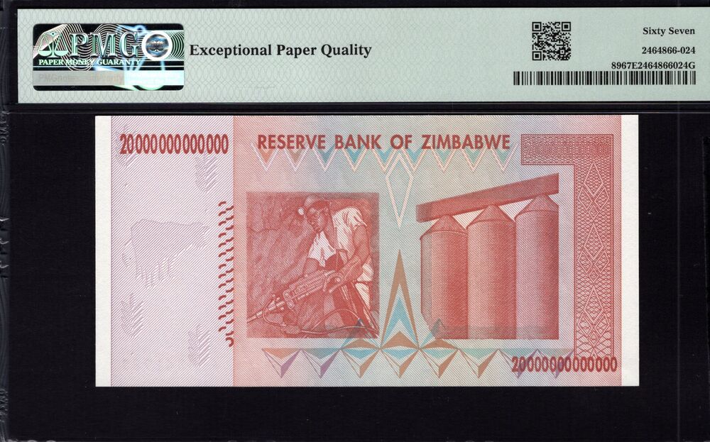 Zimbabwe - 20 Trillion Dollars 2008 - Pick # 89 - PMG 67 EPQ