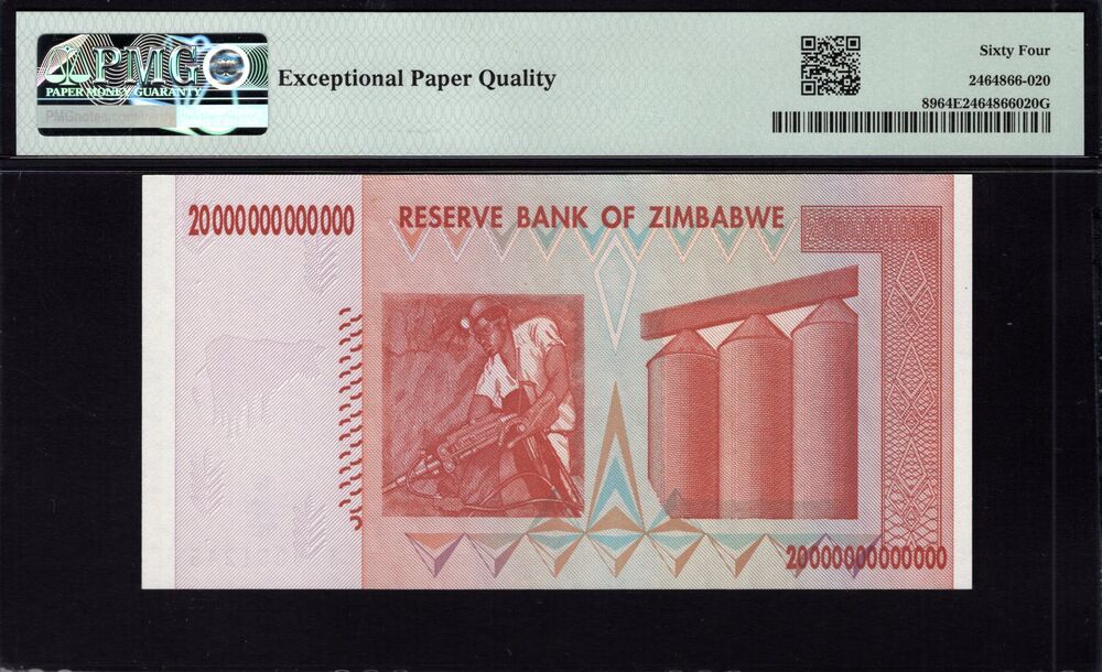 Zimbabwe - 20 Trillion Dollars 2008 - Pick # 89 - PMG 64 EPQ