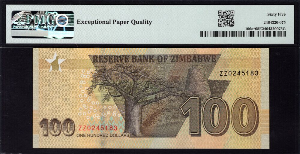 Zimbabwe - 100 Dollars 2020 - Pick # 106a* - PMG 65 EPQ