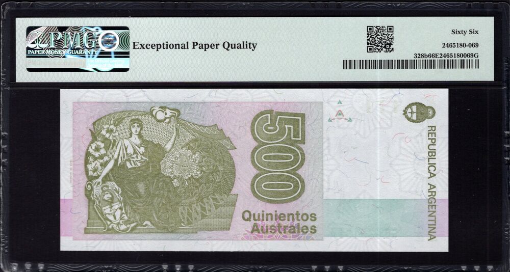 Argentinië - 500 Australes 1990 - Pick # 328b - PMG 66 EPQ