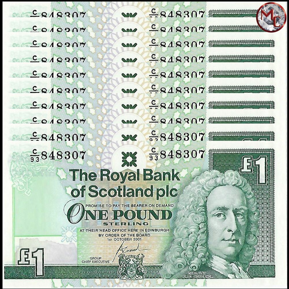 Scotland - 1 Pound 2001 - Pick- 351e - Set 10 PCS - 