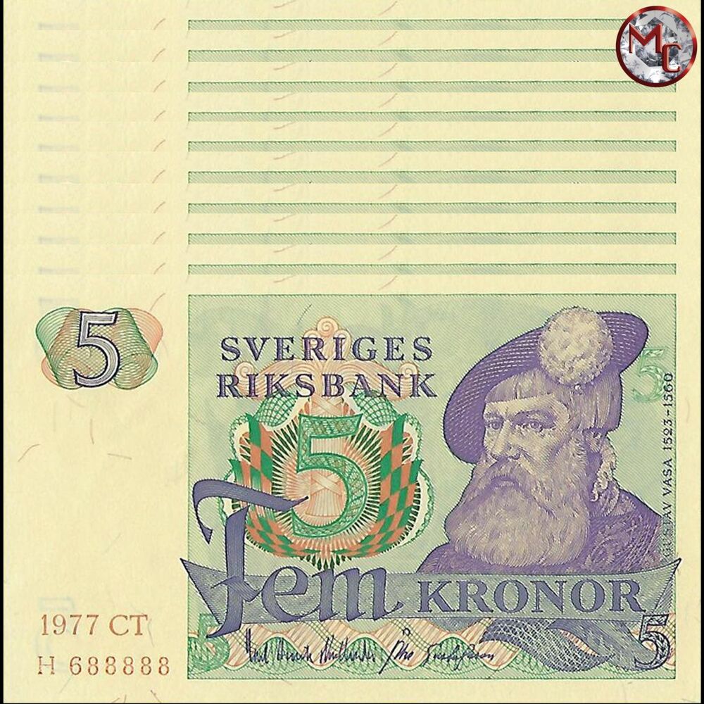 Sweden - 5 Kronor 1977-81 - Pick- 51d - Set 10 PCS - 