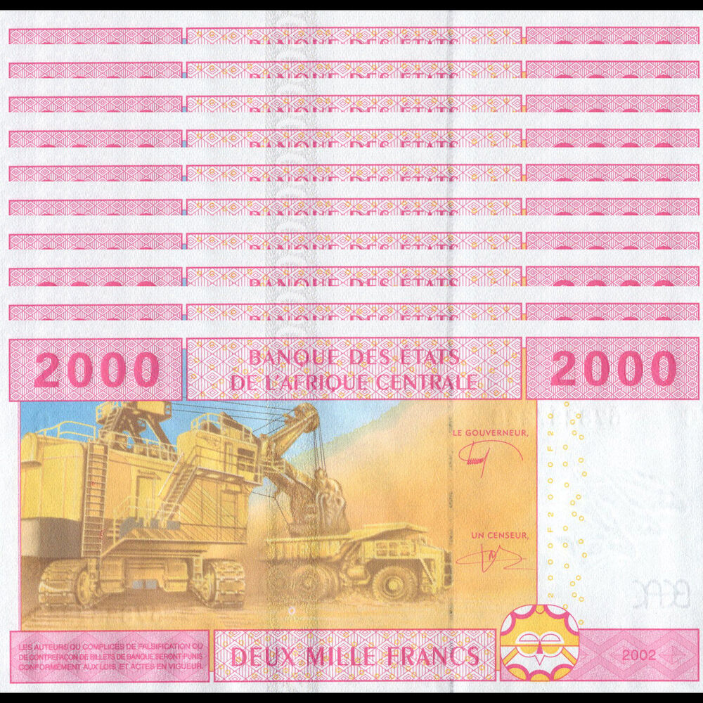 C.A.S. Chad - 2000 Francs 2002 - Pick- 608C / B108Ce - Set 10 PCS