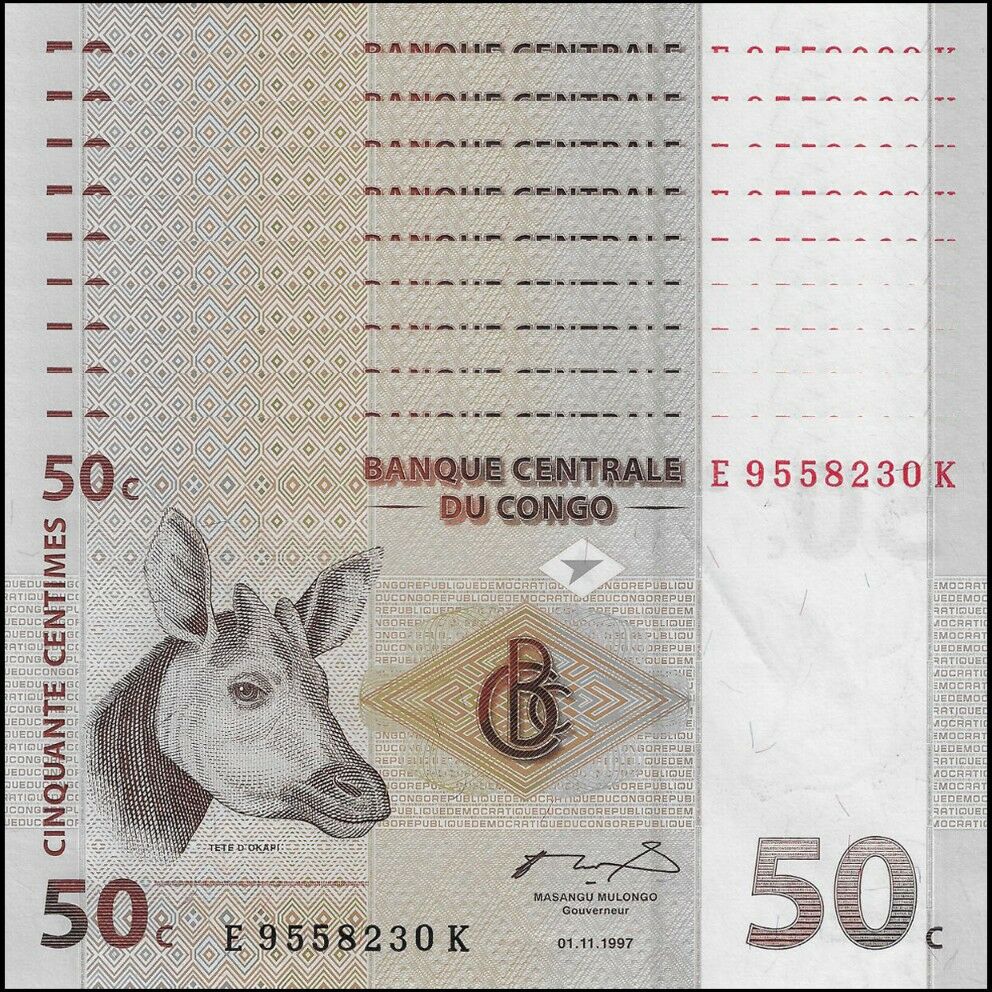 Congo - 50 Centimes 1997 - Pick- 84a - Set 10 PCS