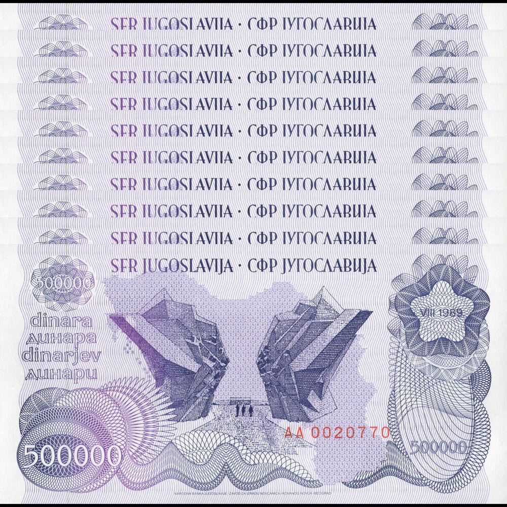Yugoslavia - 500.000 Dinara 1989 - Pick 98 - Set 10 PCS