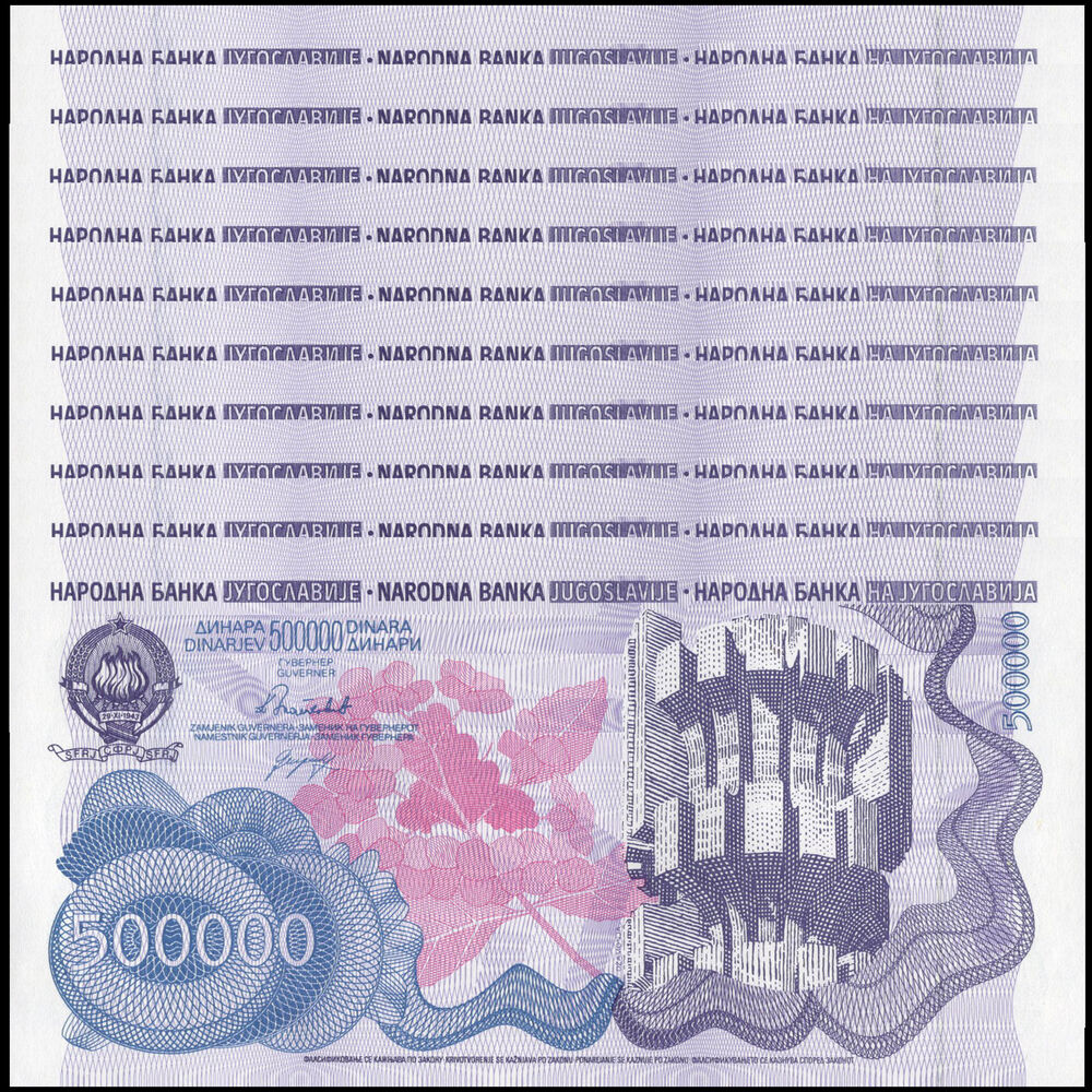 Yugoslavia - 500.000 Dinara 1989 - Pick 98 - Set 10 PCS