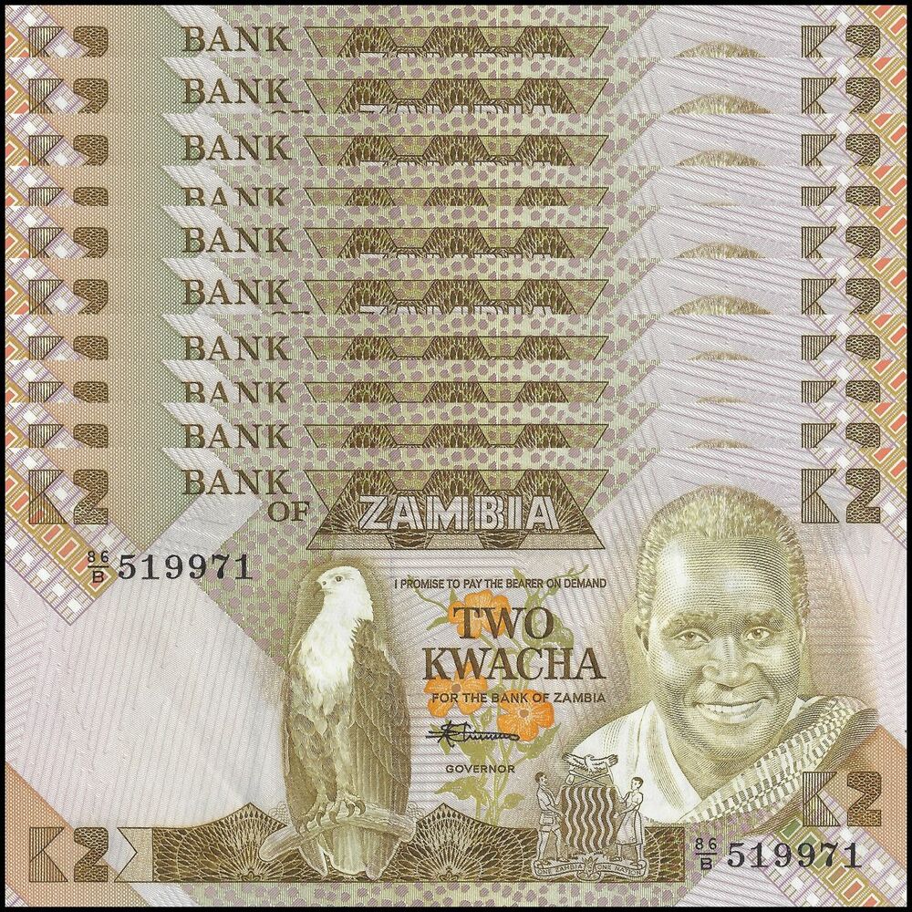 Zambia - 2 Kwacha 1988 - Pick- 24c / B125c - Set 10 PCS