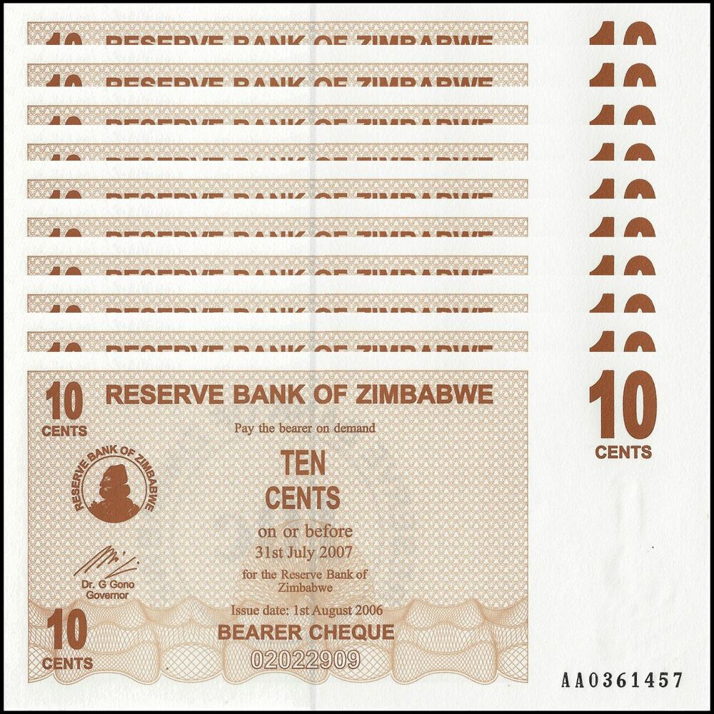 Zimbabwe - 10 Cents 2006 - Pick- 35 - B126 - Set 10 PCS
