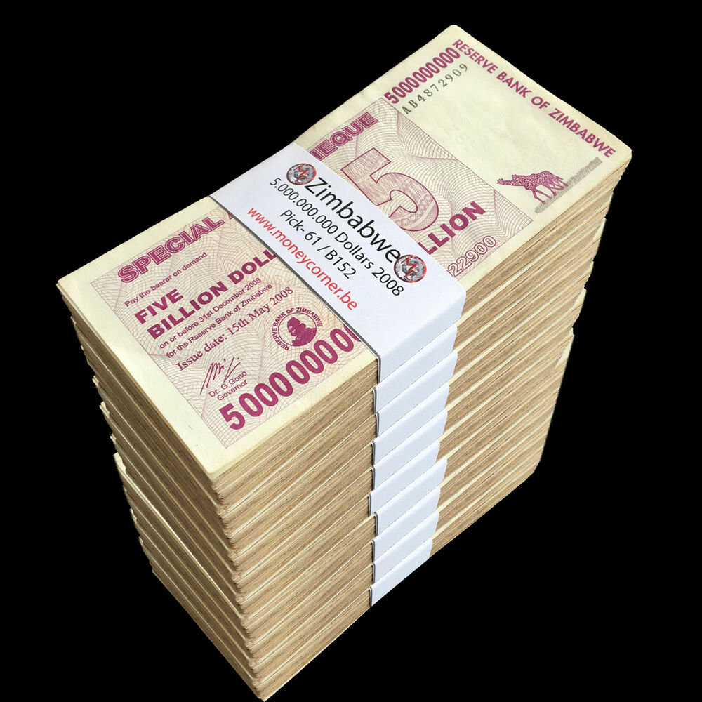 Zimbabwe - 5 Billion Dollars 2008 - Pick- 61 / B152 - Brick 1000 PCS - USED (F,VF,XF) - Brick 1000 PCS