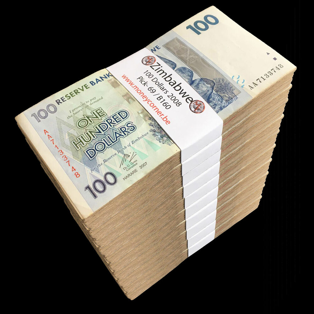 Zimbabwe - 100 Dollars 2008 - Pick- 69 / B160 - Brick 1000 PCS - USED (F,VF,XF) - Brick 1000 PCS