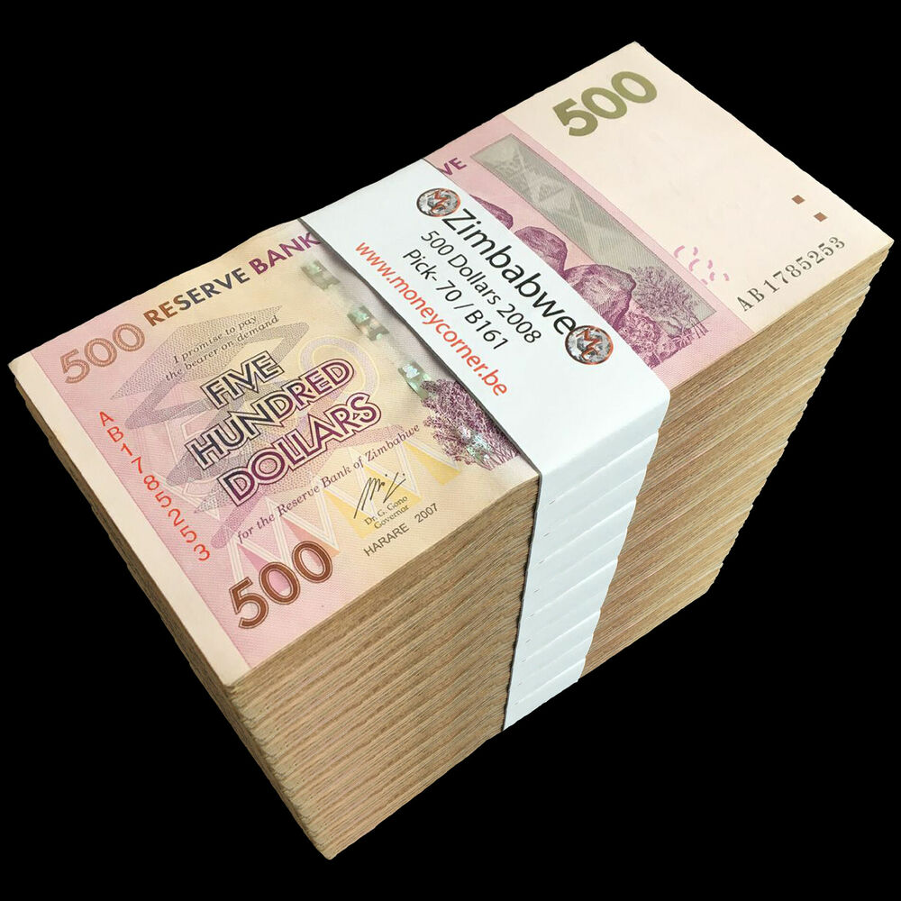 Zimbabwe - 500 Dollars 2008 - Pick- 70 / B161 - Brick 1000 PCS - USED (F,VF,XF) - Brick 1000 PCS