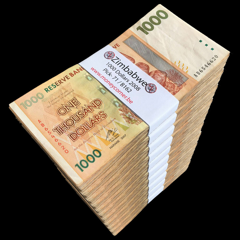 Zimbabwe - 1000 Dollars 2008 - Pick- 71 / B162 - Brick 1000 PCS - USED (F,VF,XF) - Brick 1000 PCS