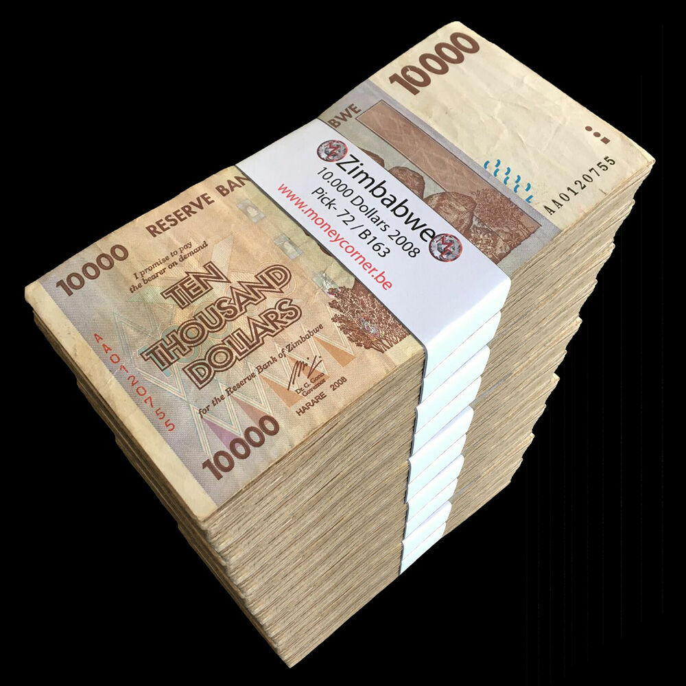 Zimbabwe - 10.000 Dollars 2008 - Pick- 72 / B163 - Brick 1000 PCS - USED (F,VF) - Brick 1000 PCS