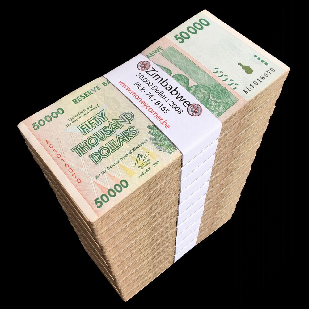 Zimbabwe - 50.000 Dollars 2008 - Pick- 74 / B165 - Brick 1000 PCS - USED (F,VF,XF) - Brick 1000 PCS