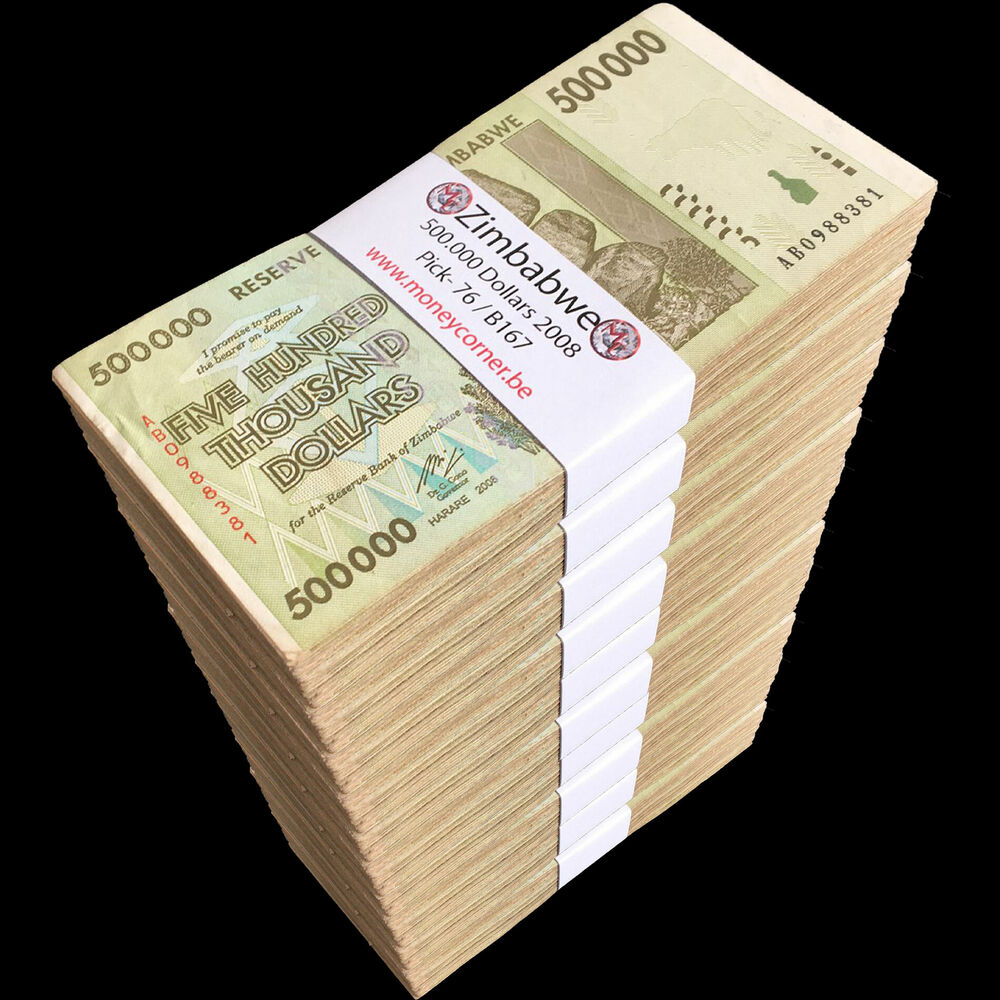 Zimbabwe - 500.000 Dollars 2008 - Pick- 76 / B167 - Brick 1000 PCS - USED (F, VF, XF) - Brick 1000 PCS