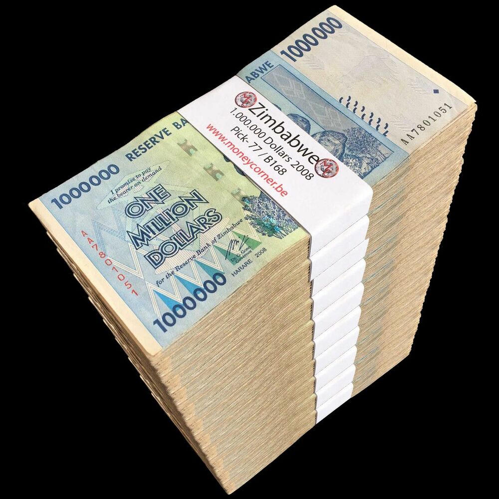 Zimbabwe - 1.000.000 Dollars 2008 - Pick- 77 / B168 - Brick 1000 PCS - USED (F, VF, XF) - Brick 1000 PCS