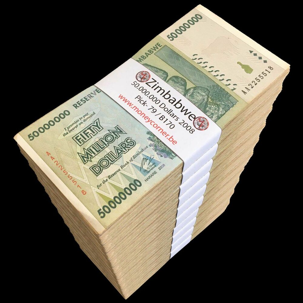 Zimbabwe - 50.000.000 Dollars 2008 - Pick- 79 / B170 - Brick 1000 PCS - USED (F,VF,XF) - Brick 1000 PCS