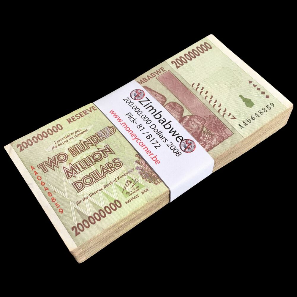 Zimbabwe - 200.000.000 Dollars 2008 - Pick- 81 / B172 - Bundle 100 PCS - USED (F, VF, XF)