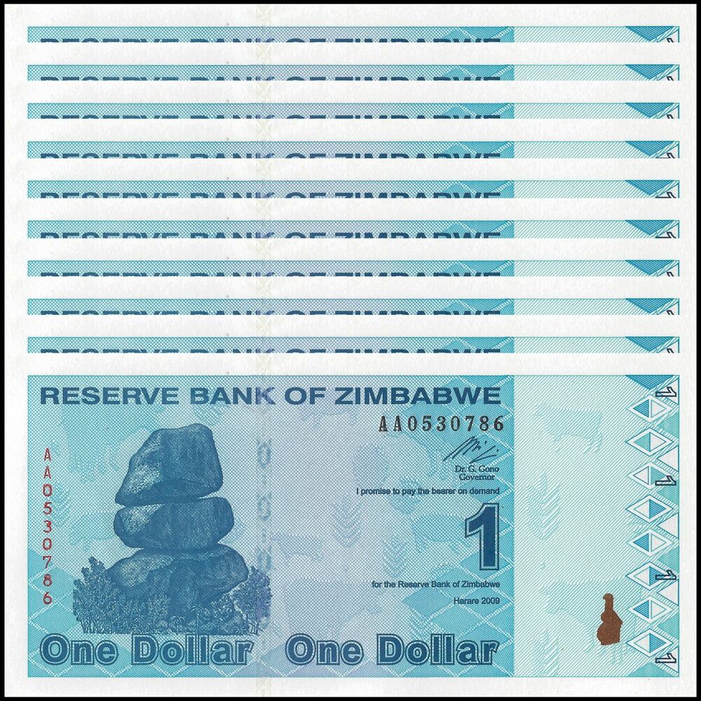 Zimbabwe - 1 Dollar 2009 - Pick- 92 / B183 - Set 10 PCS