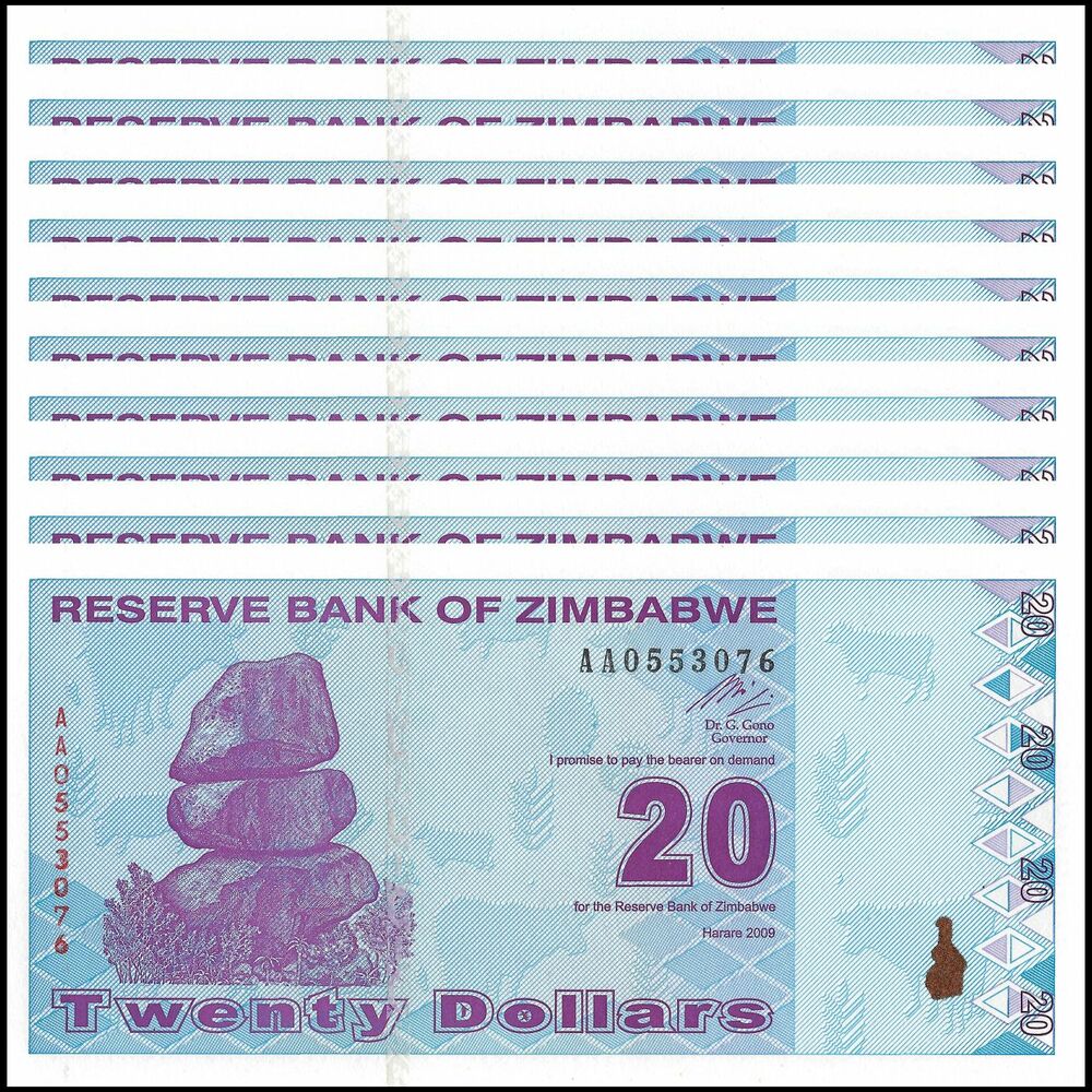 Zimbabwe - 20 Dollars 2009 - Pick- 95 / B186 - Set 10 PCS
