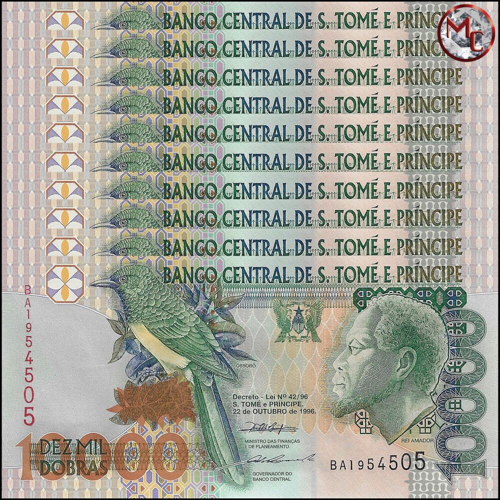 Saint Thomas and Prince - 10.000 Dobras 1996 - Pick- 66b / B304b - Set 10 PCS