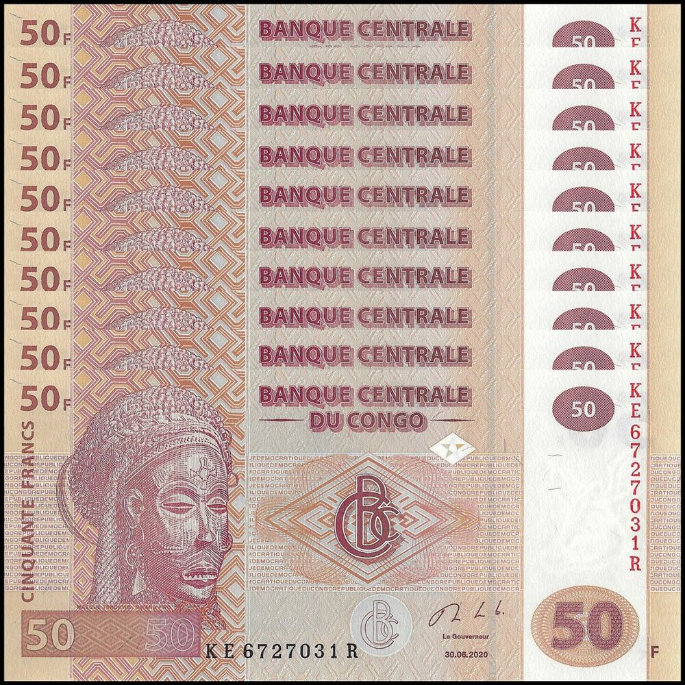 Congo - 50 Francs 2020 - Pick - NEW / B319d - Set 10 PCS
