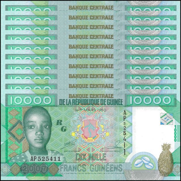 Guinea - 10.000 Francs 2007 - Pick # 42a - Set 10 PCS