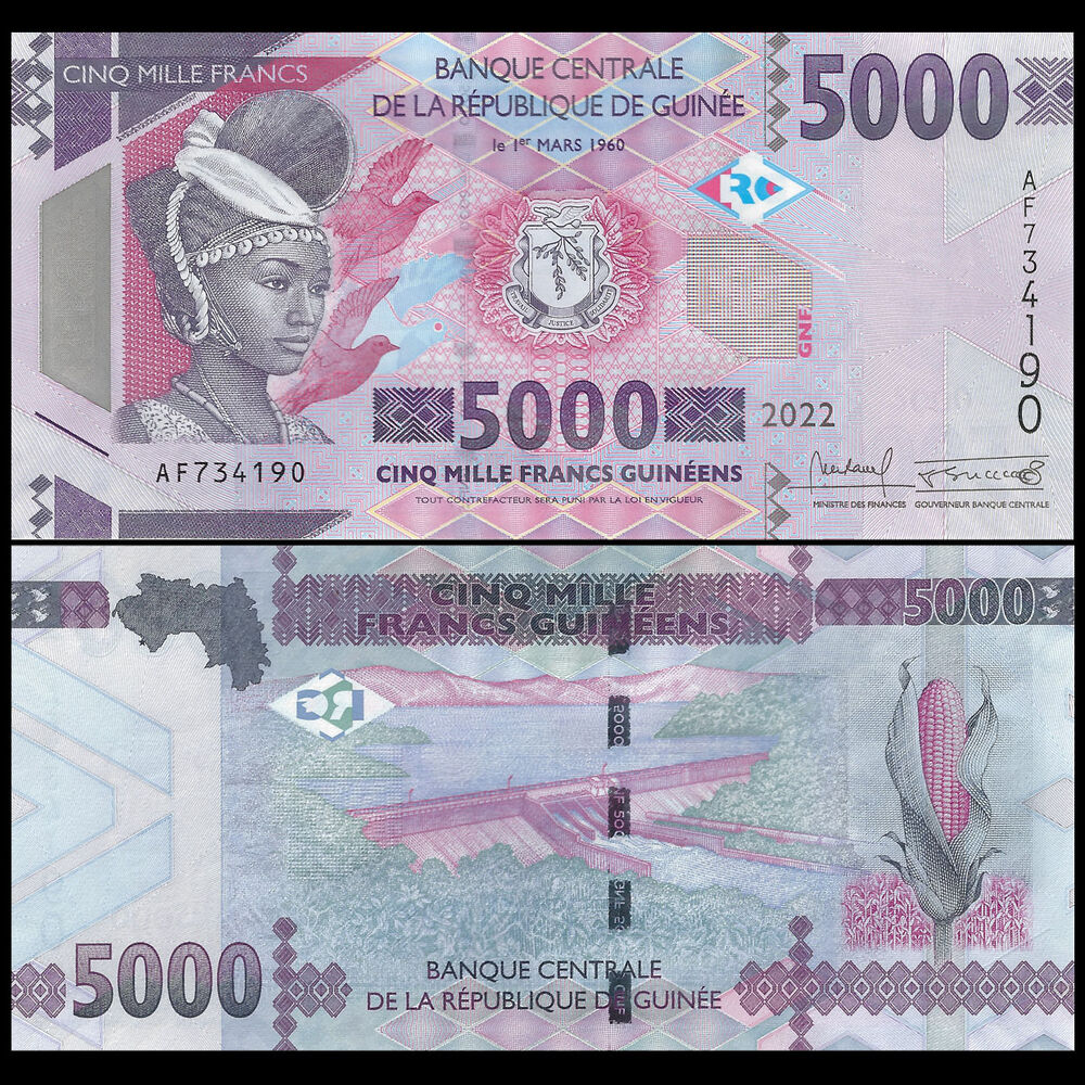 Guinea -  5000 Francs 2022 - Pick # 49d - Bundle 100 PCS