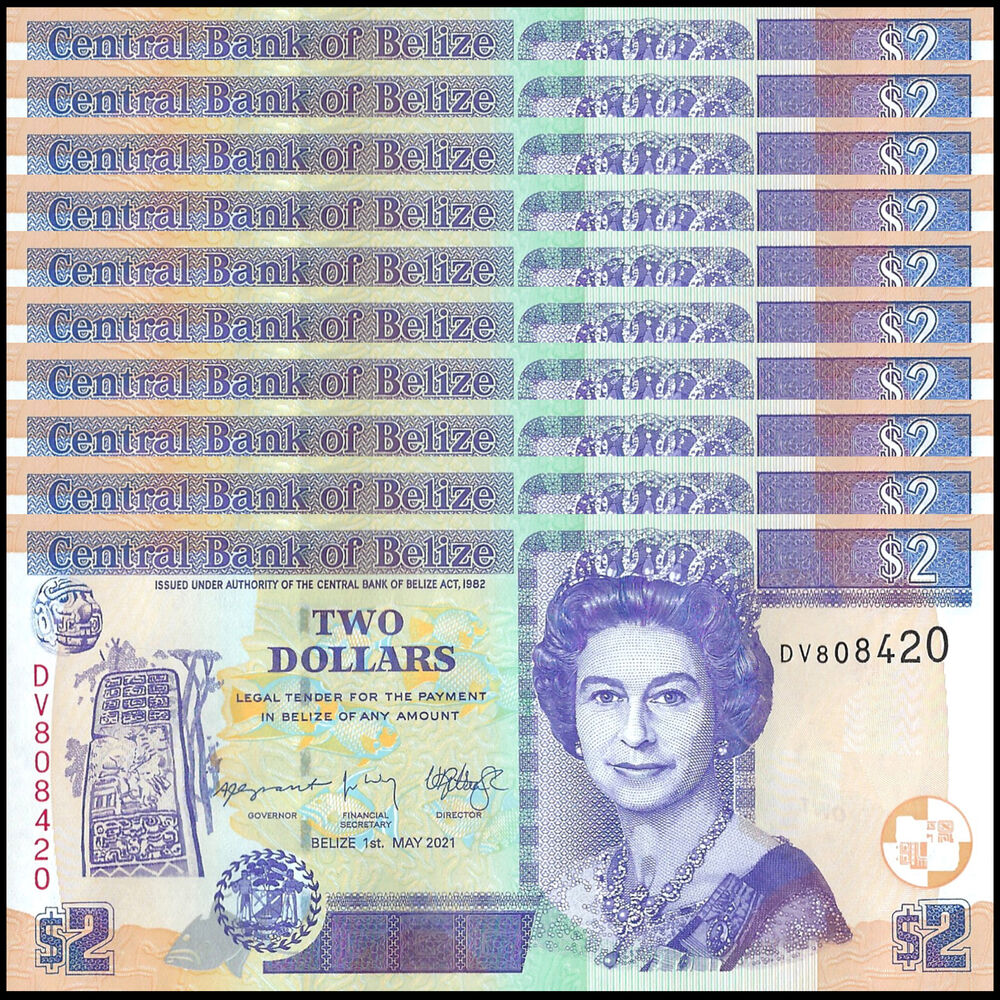 Belize - 2 Dollars 2021 - Pick- 66g / B324g - Set 10 PCS