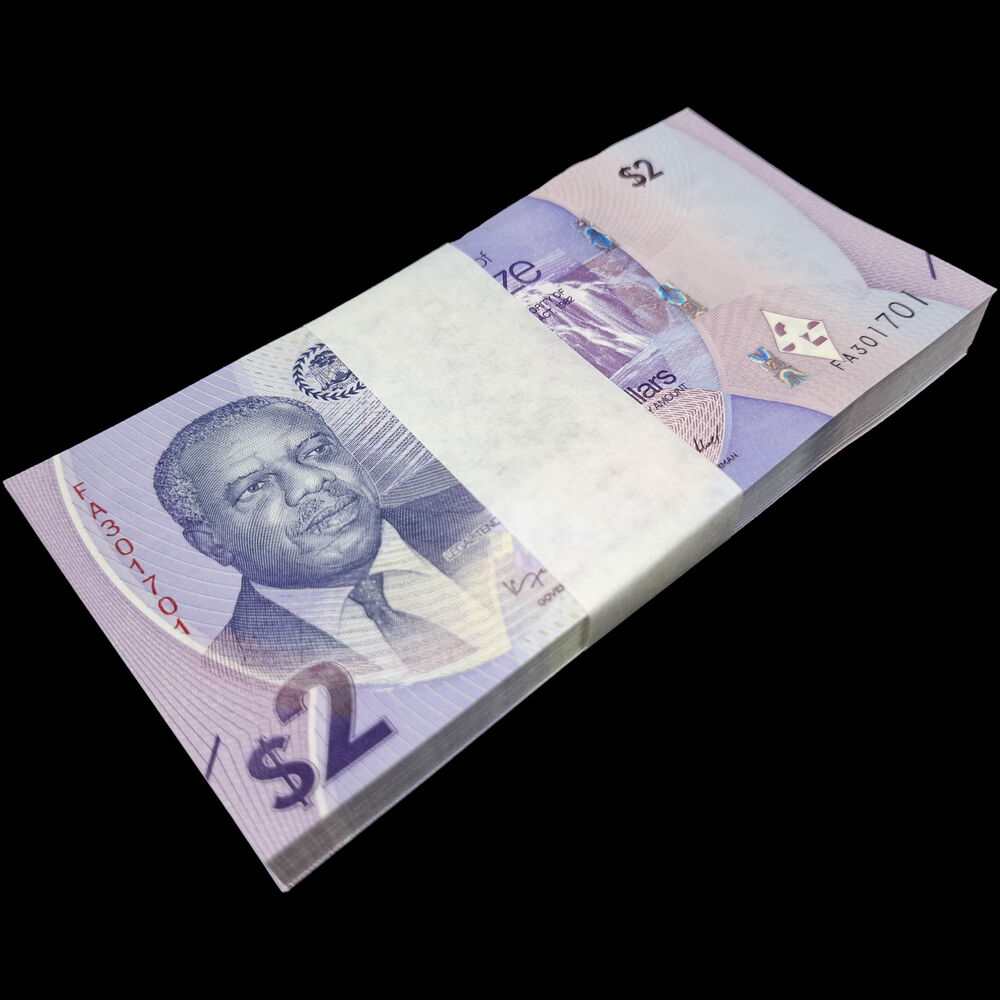 Belize -  2 Dollars 2025 - Pick # NEW - Bundle 100 PCS