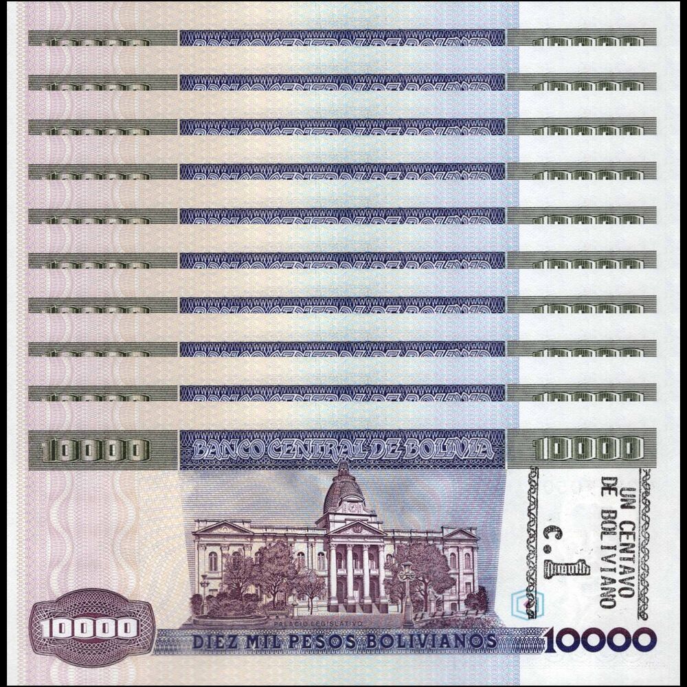 Bolivia -  1 Centavo 1987 - Pick # 195 - Set 10 PCS