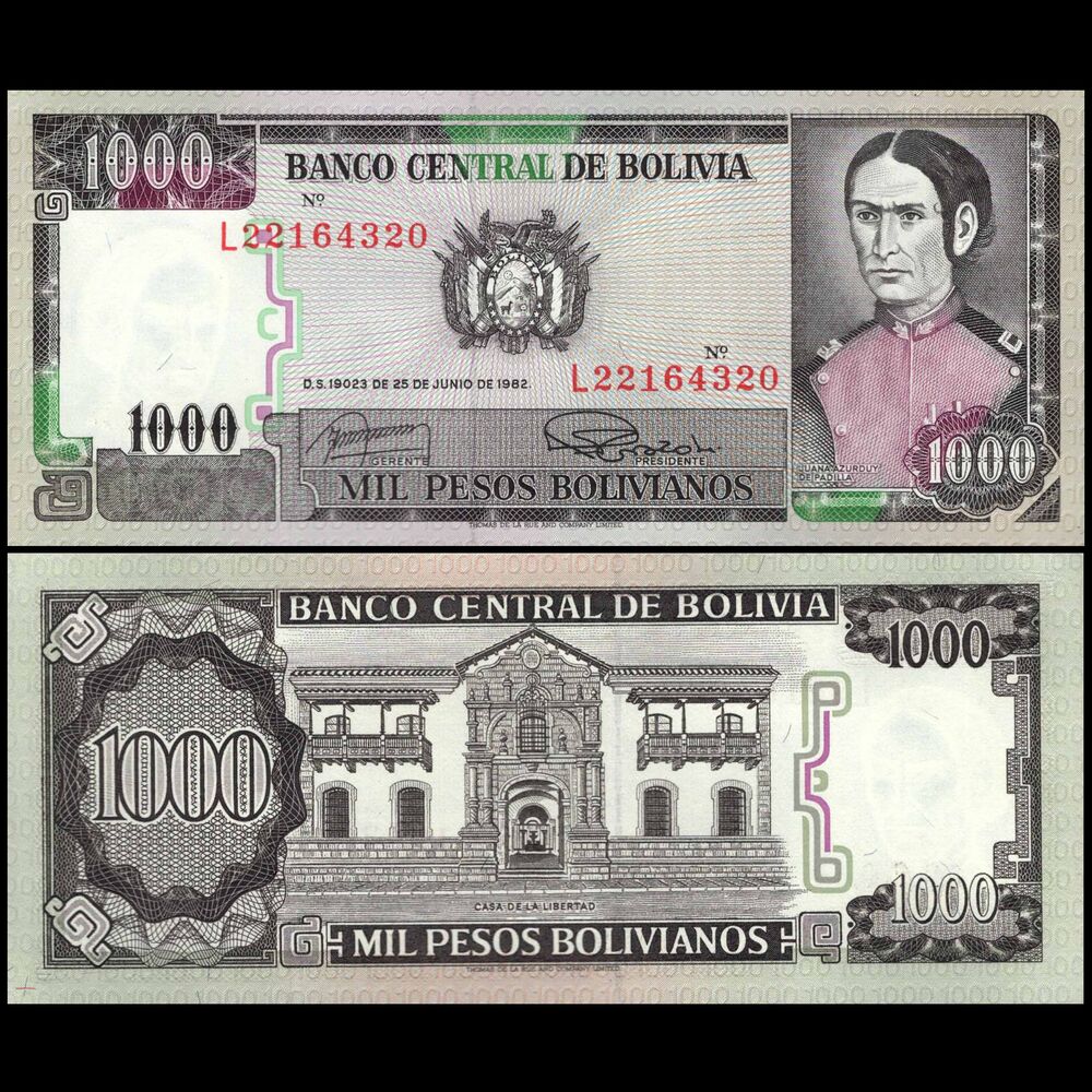 Bolivia -  1000 Bolivianos 1982 - Pick # 167 - Set 10 PCS