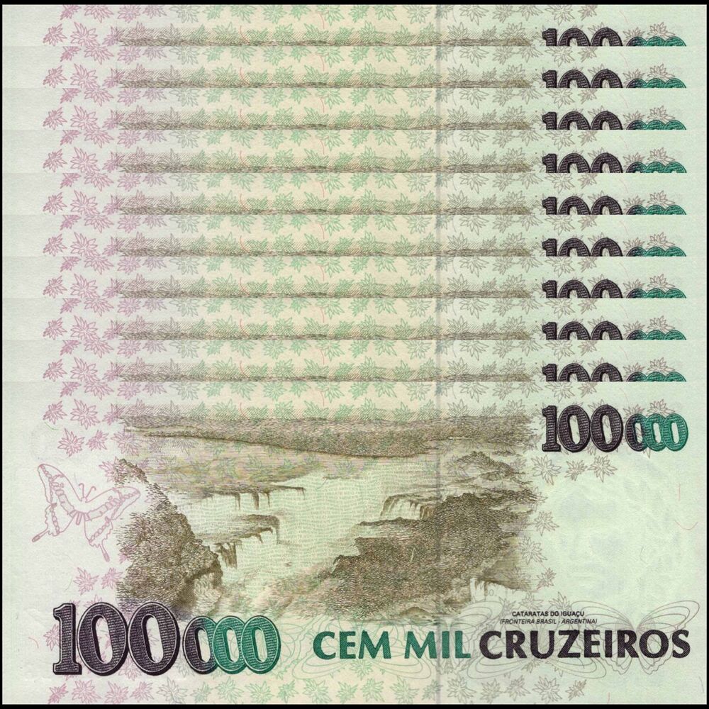 Brazil -  100.000 Cruzeiros 1992 - Pick # 235b - Set 10 PCS