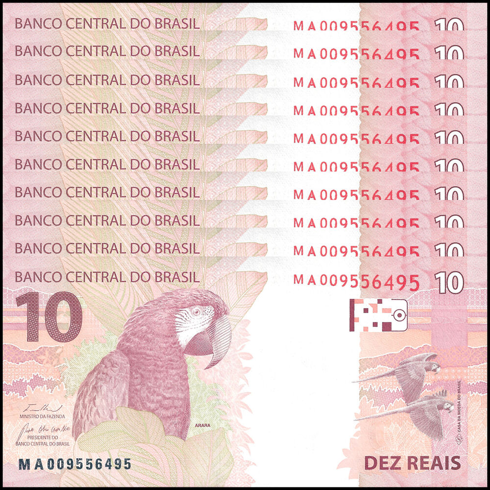 Brazil -  10 Reais 2010 - Pick # 254f - Set 10 PCS