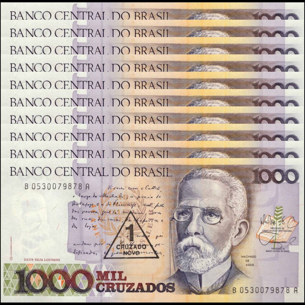 Brazil -  1 Cruzado Novo 1989 - PIck # 216b - Set 10 PCS
