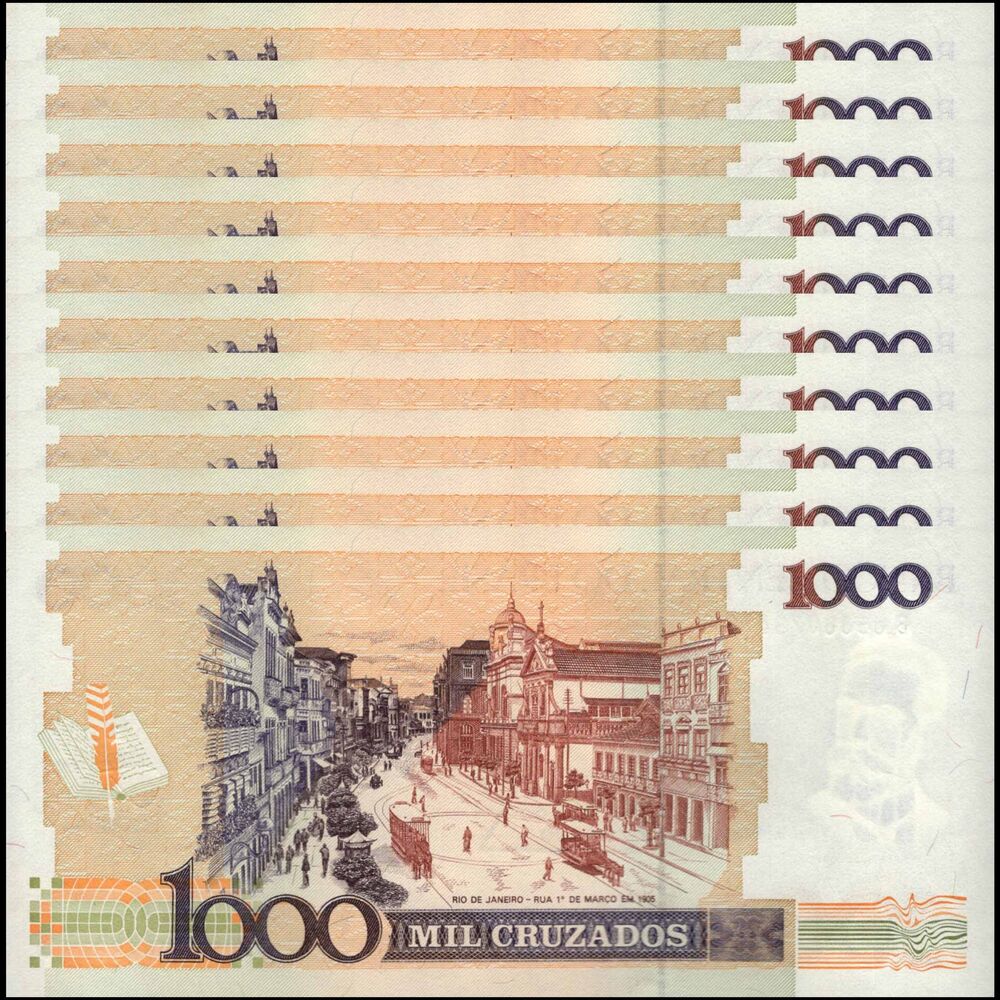 Brazil -  1 Cruzado Novo 1989 - PIck # 216b - Set 10 PCS