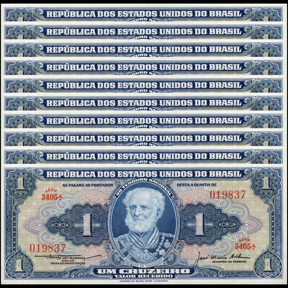 Brazil -  1 Cruzeiro 1954 - Pick # 150c - Set 10 PCS