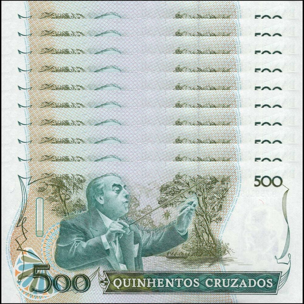 Brazil -  500 Cruzados 1988 - Pick # 212d - COMMEMORATIVE - Set 10 PCS