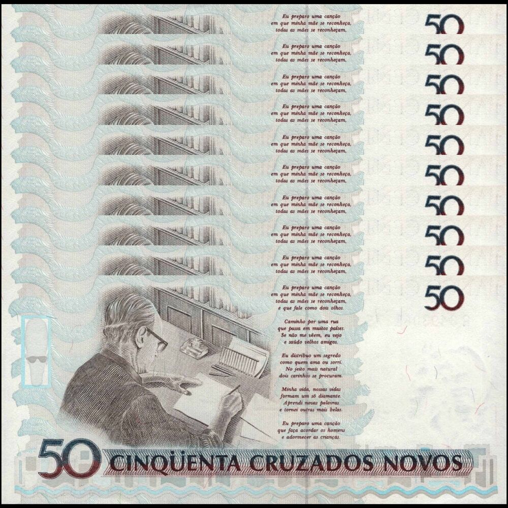 Brazil -  50 Cruzeiros 1990 - Pick # 223 - Set 10 PCS
