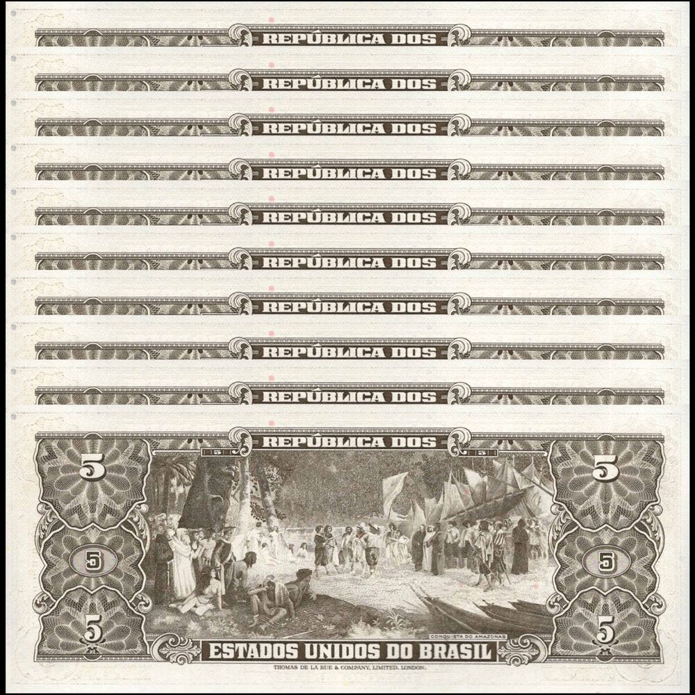 Brazil -  5 Cruzeiros 1963 - Pick # 176b - Set 10 PCS