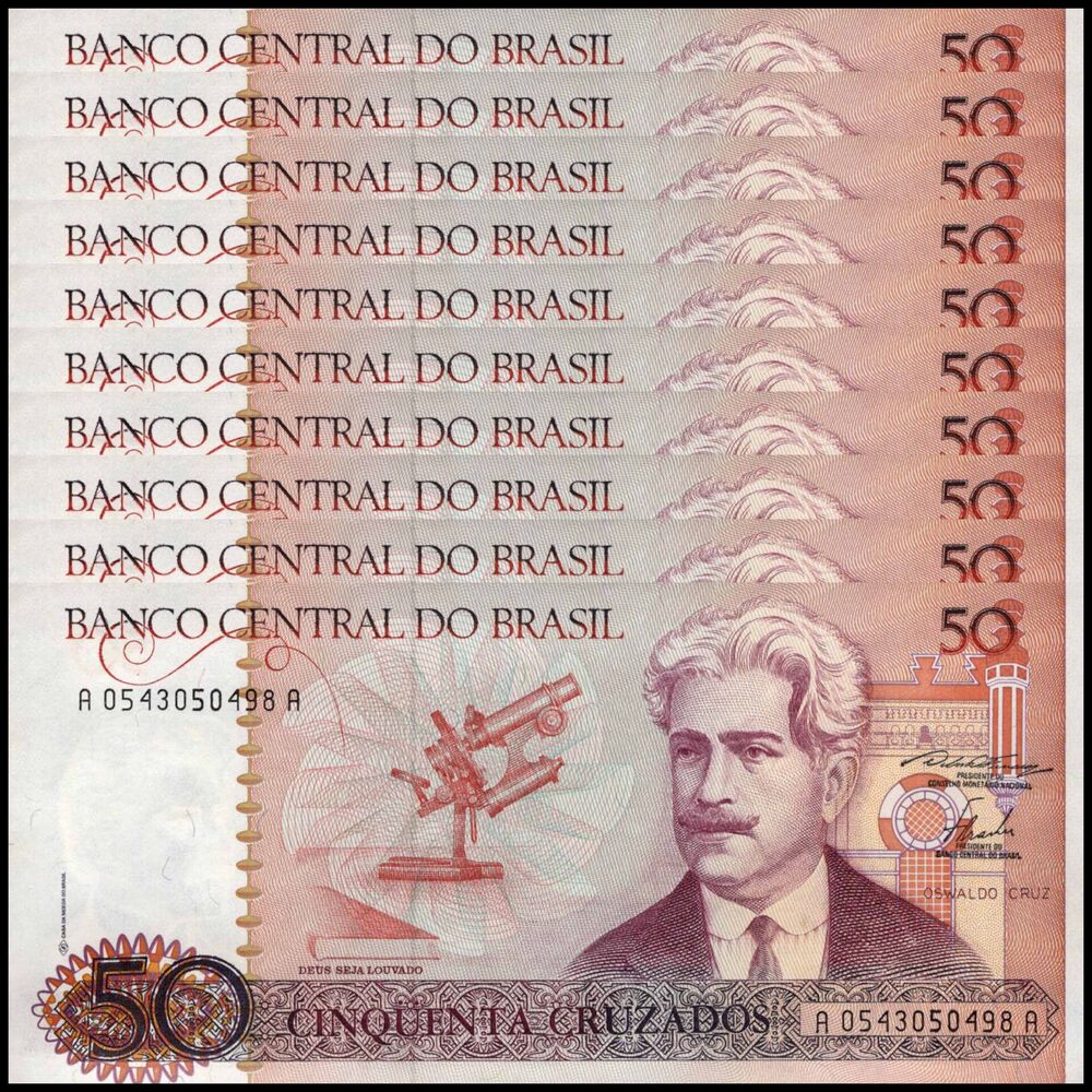 Brazil -  50 Cruzados 1986 - Pick # 210a - Set 10 PCS