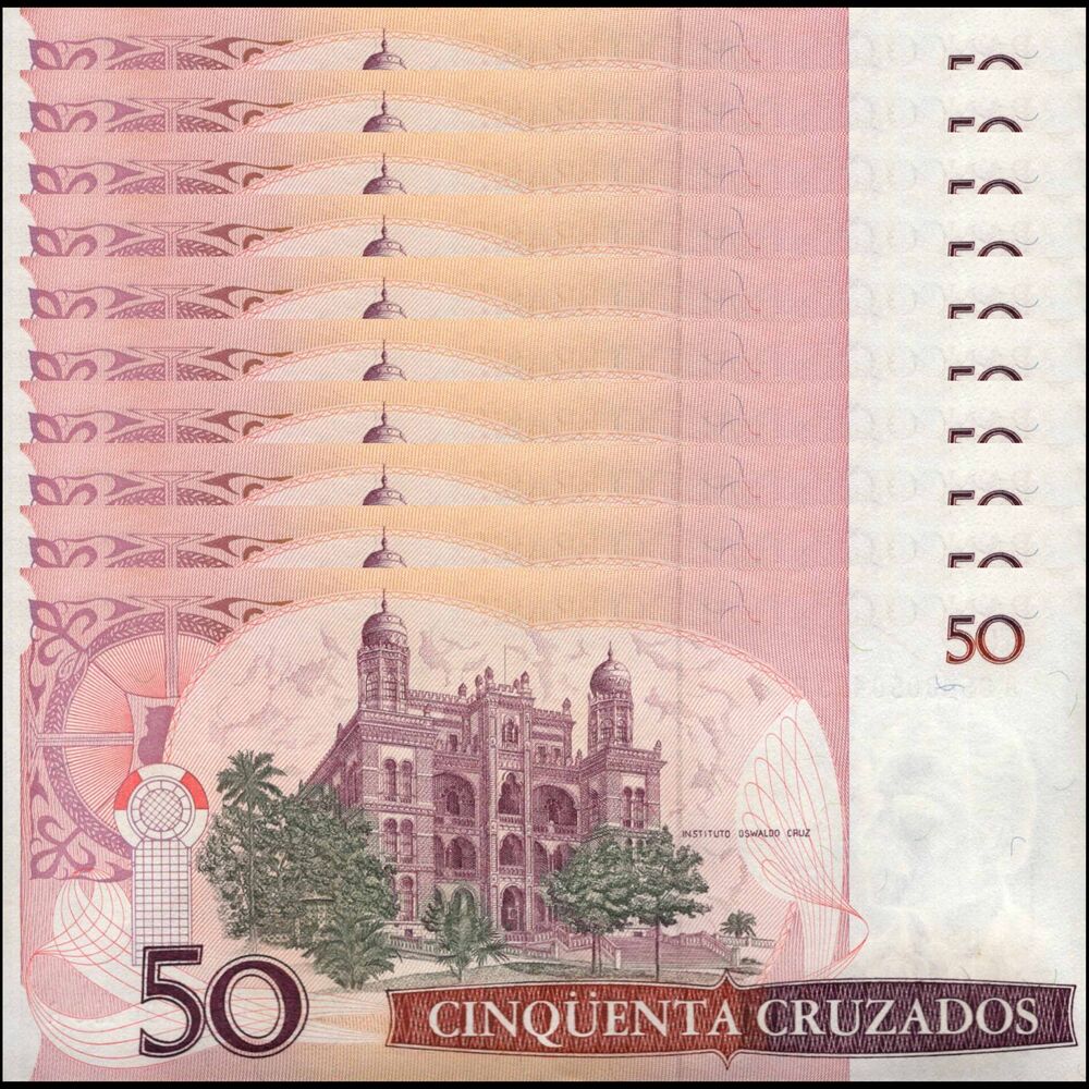 Brazil -  50 Cruzados 1986 - Pick # 210a - Set 10 PCS