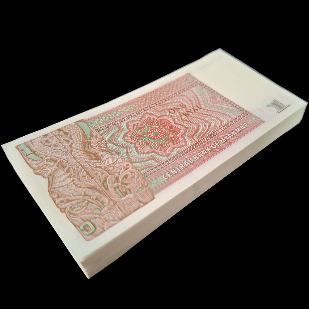 Myanmar -  1 Kyat 1990 - Pick # 67 - Bundle 100 PCS