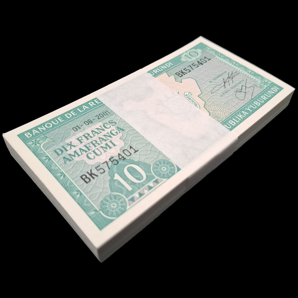 Burundi -  10 Francs 2001 - Pick # 33d - Bundle 100 PCS