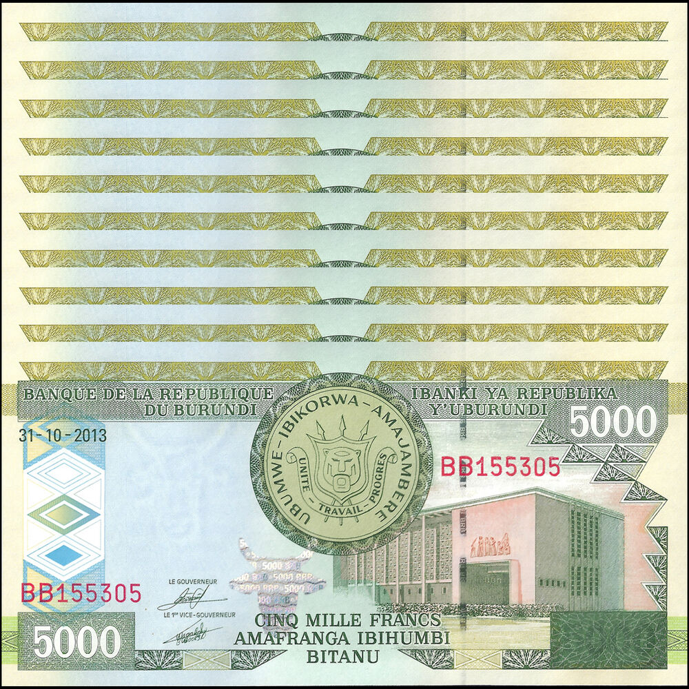 Burundi - 5000 Francs 2013 - Pick- 48c / B235c - Set 10 PCS