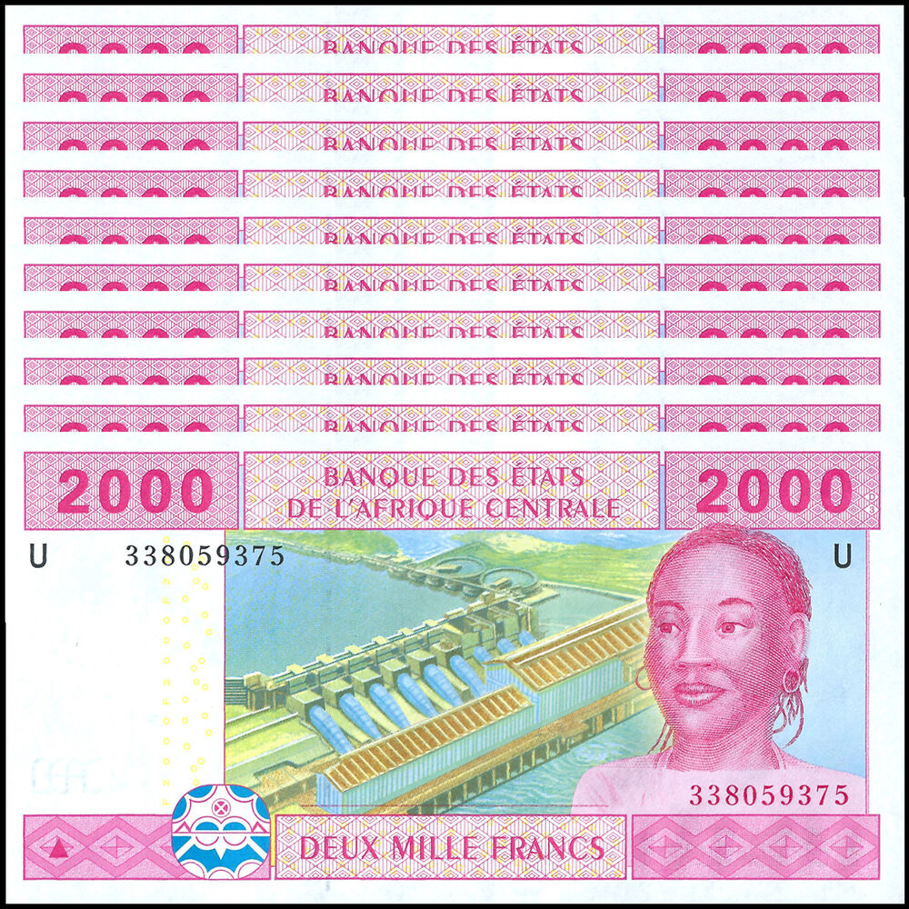 C.A.S. Cameroun - 2000 Francs 2002 - Pick- 208U / B108Ud - Set 10 PCS