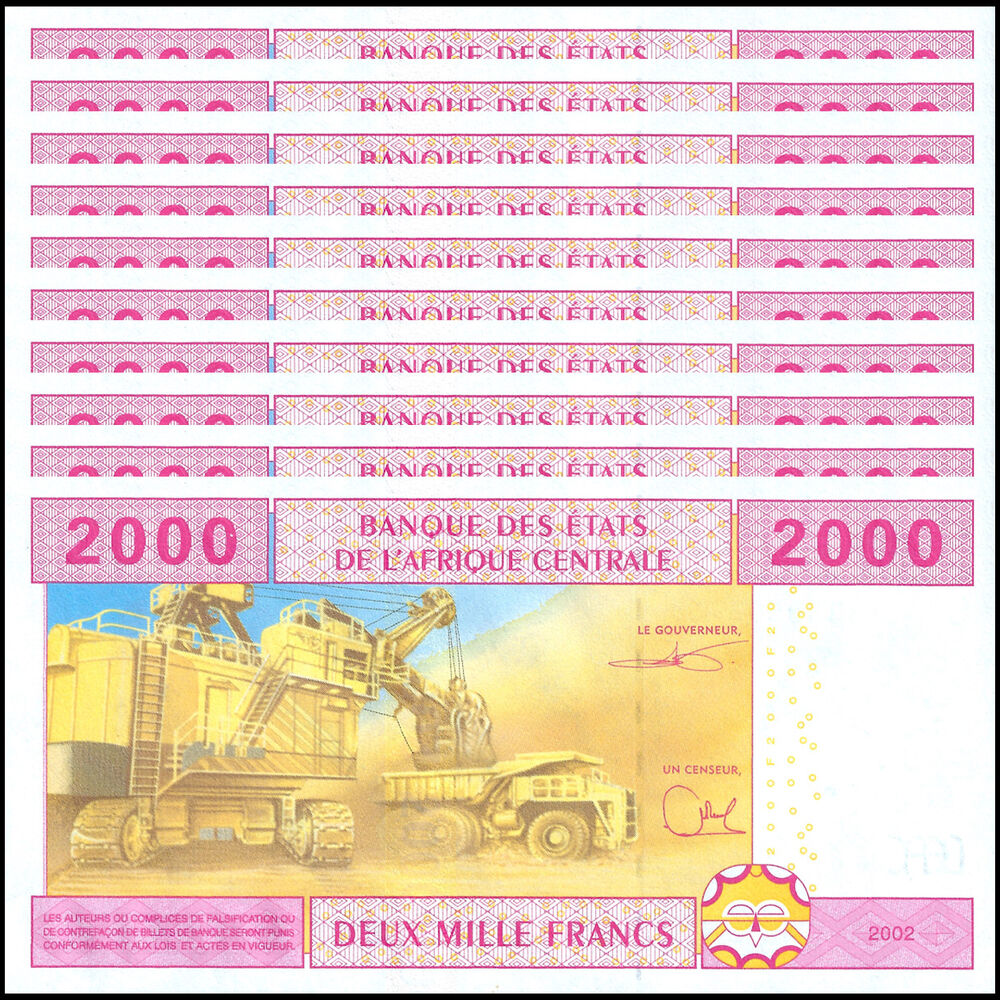 C.A.S. Cameroun - 2000 Francs 2002 - Pick- 208U / B108Ud - Set 10 PCS